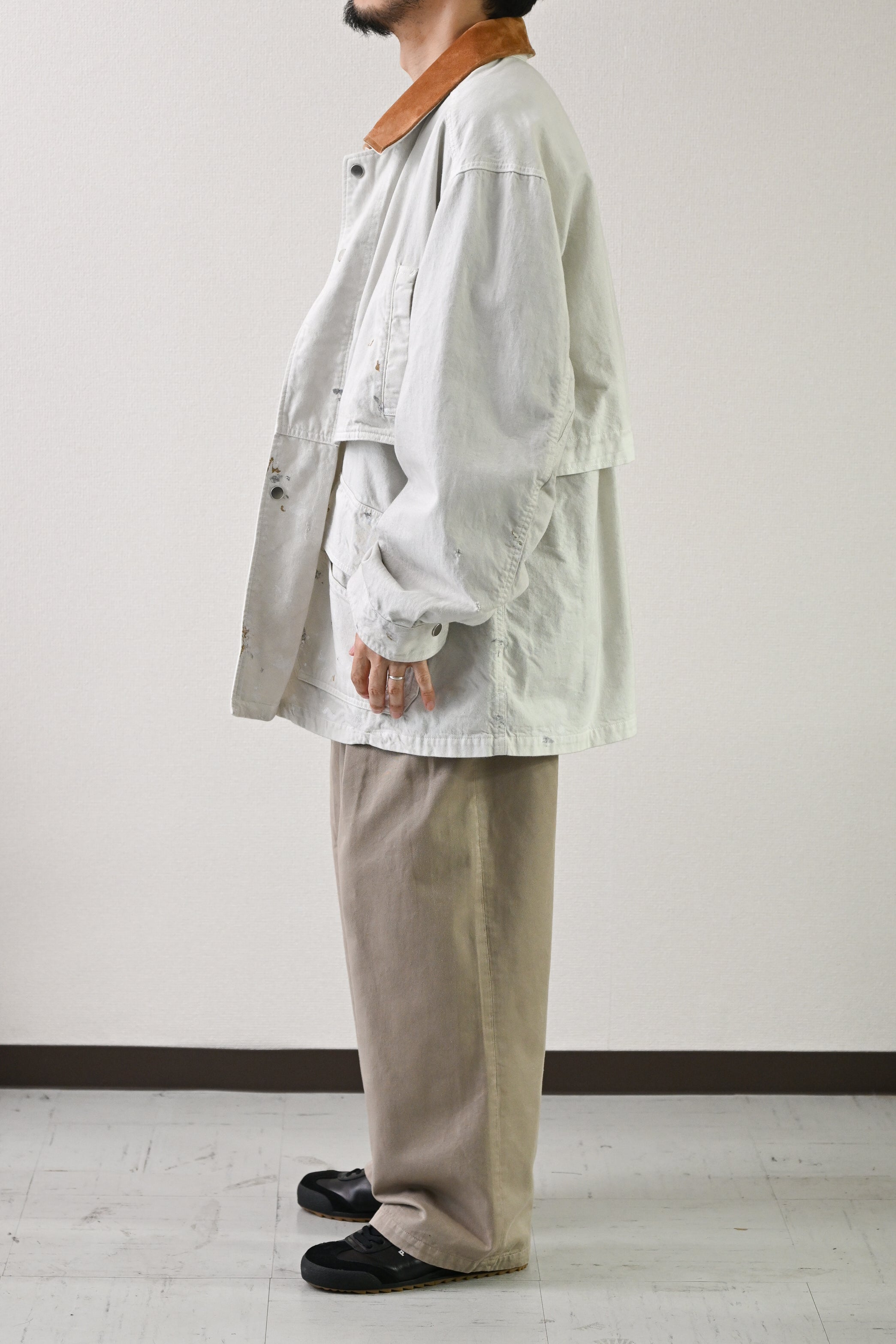 ANCELLM / AGING DENIM HALF JACKET -G.WHITE