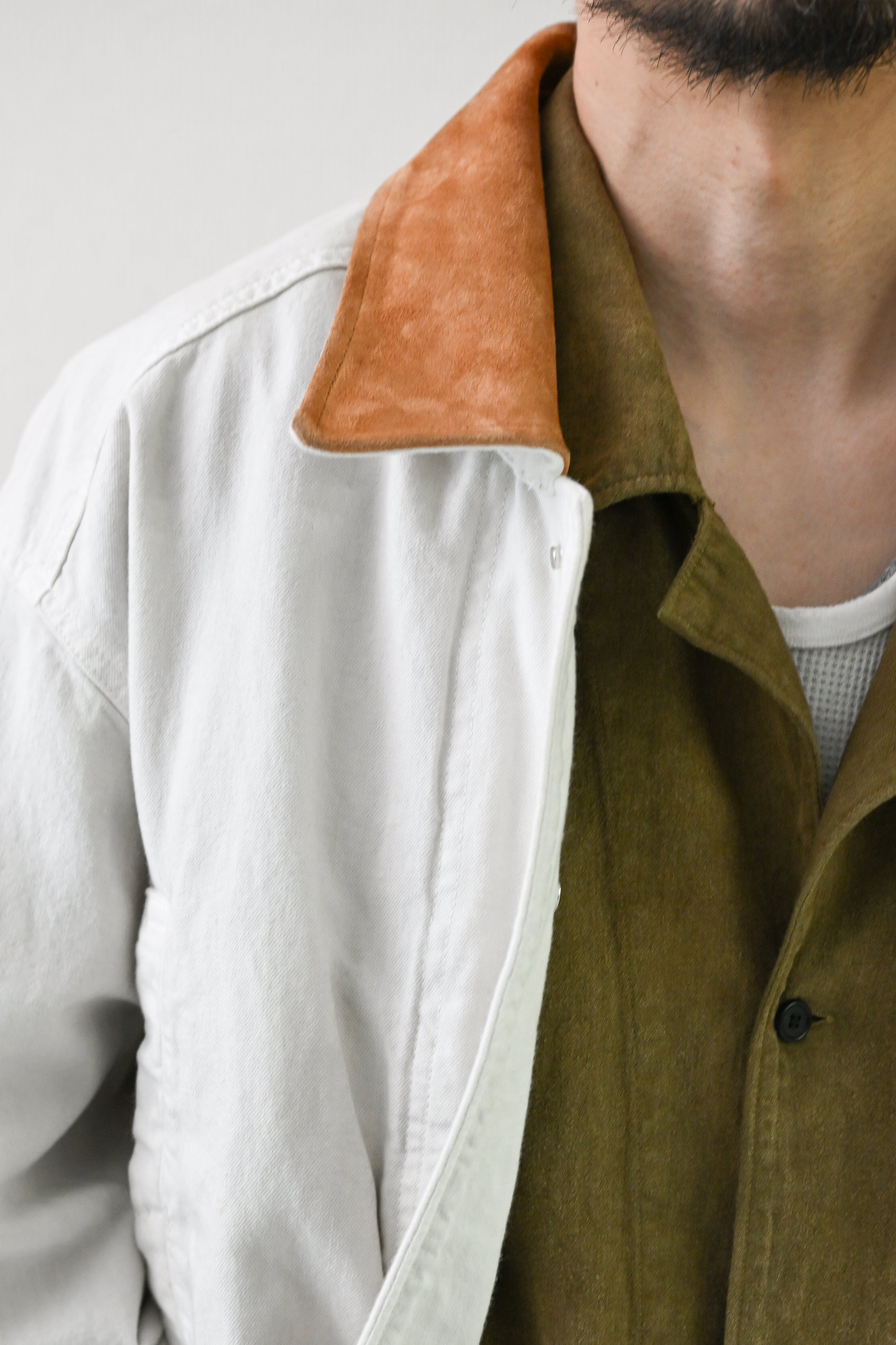 ANCELLM / AGING DENIM HALF JACKET -G.WHITE