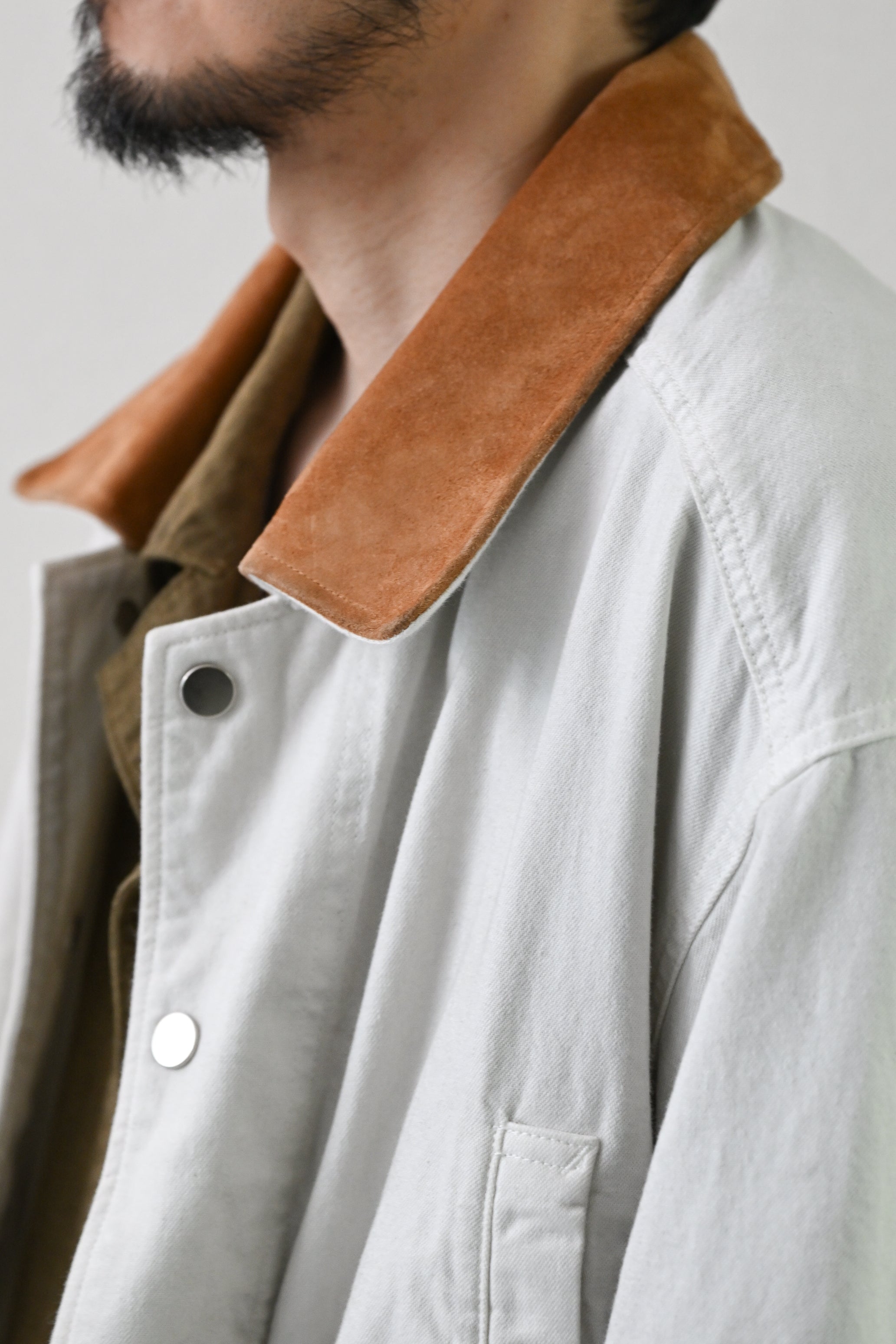 ANCELLM / AGING DENIM HALF JACKET -G.WHITE