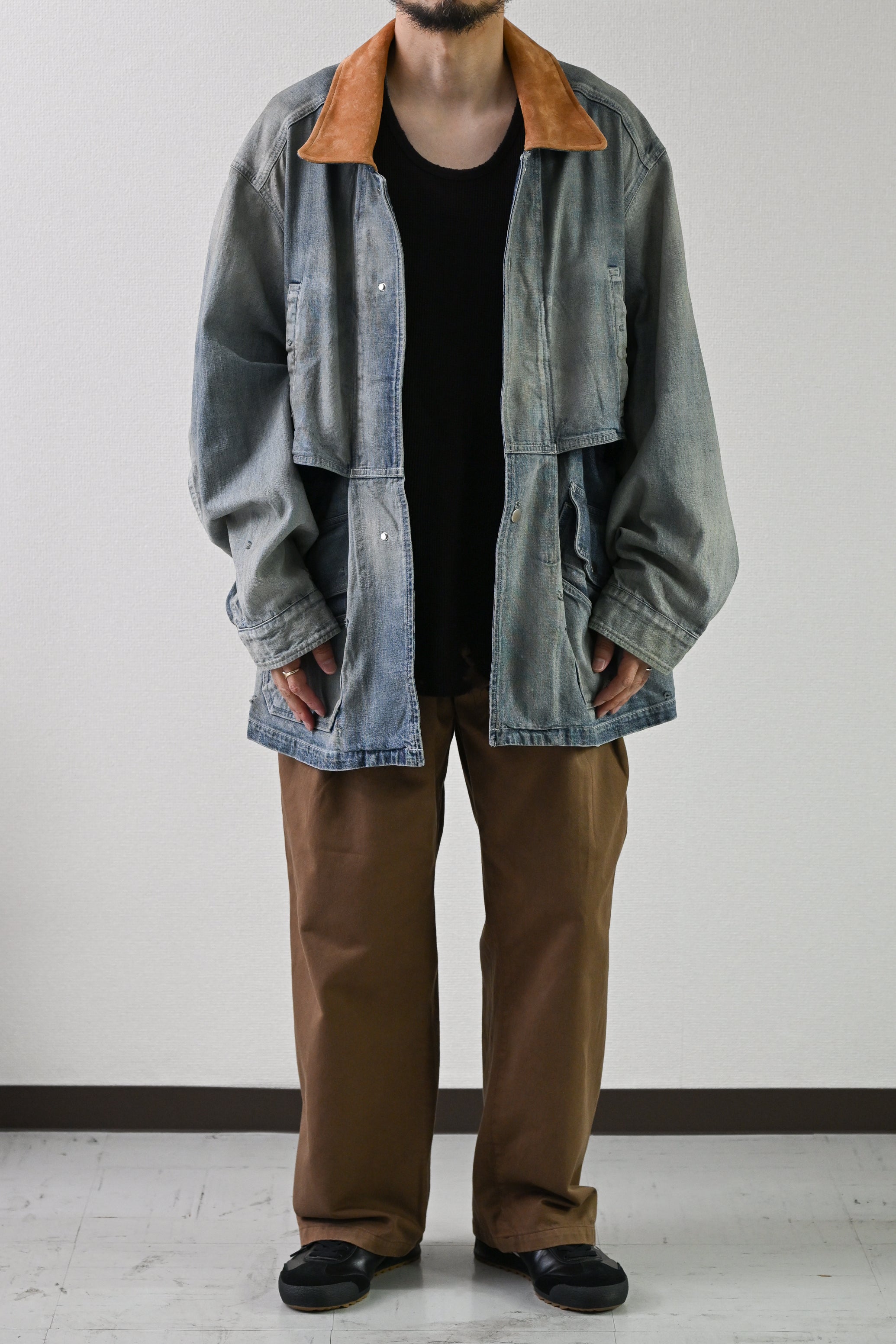 ANCELLM / AGING DENIM HALF JACKET -INDIGO – and father
