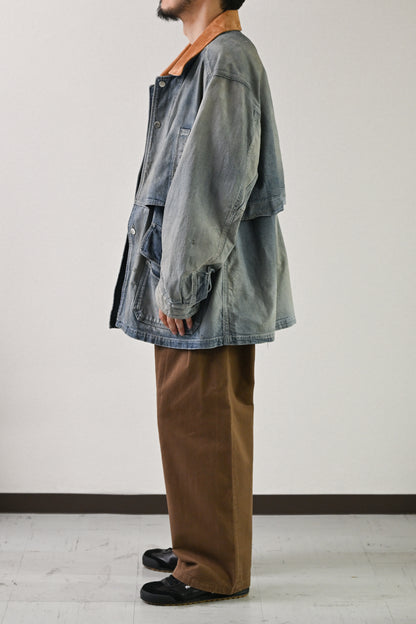 ANCELLM / AGING DENIM HALF JACKET -INDIGO