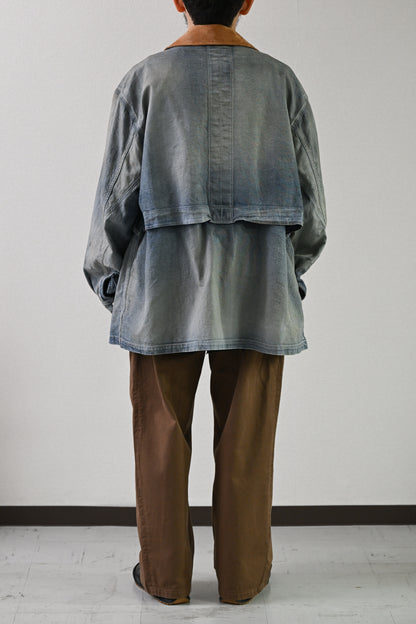 ANCELLM / AGING DENIM HALF JACKET -INDIGO