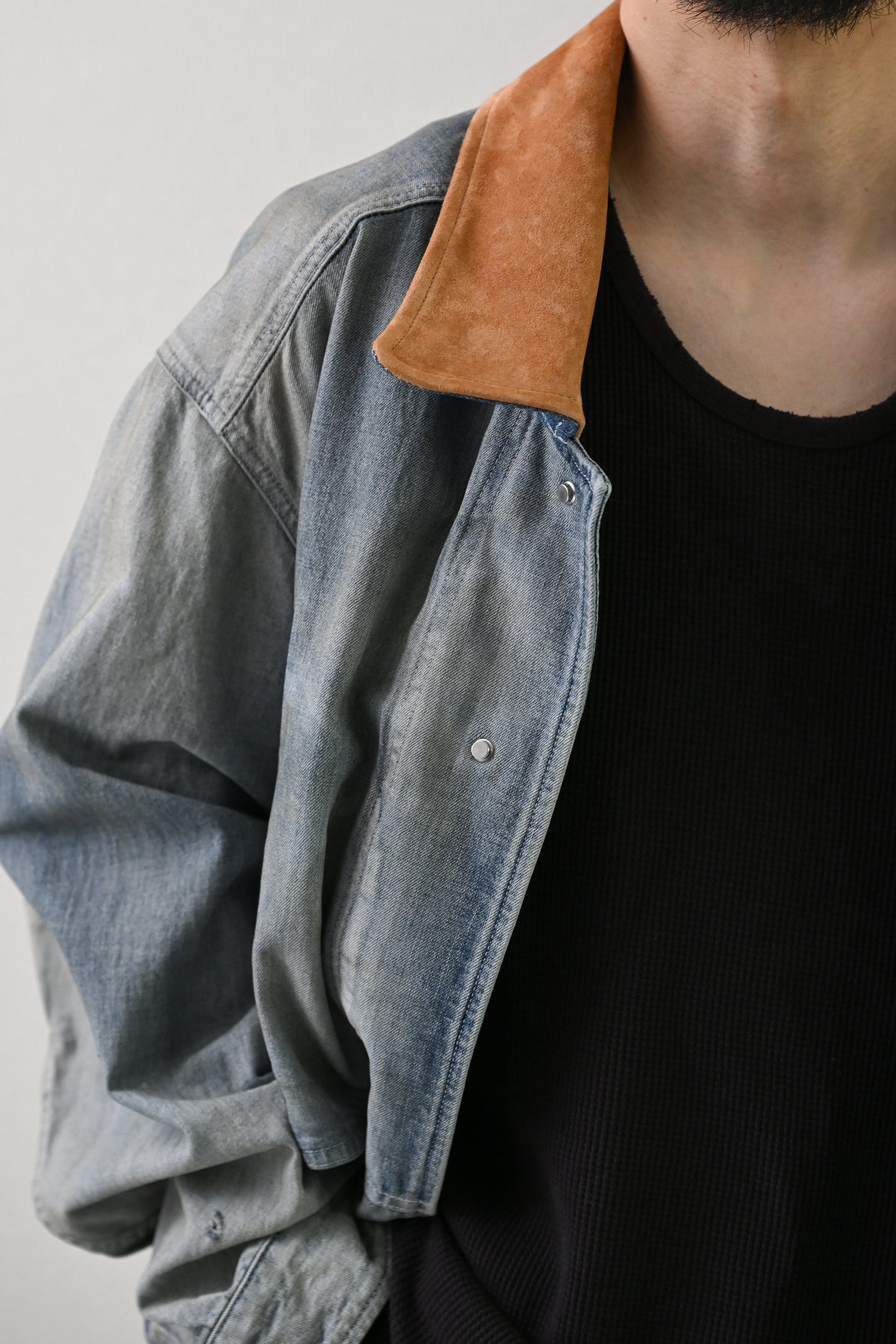 ANCELLM / AGING DENIM HALF JACKET -INDIGO