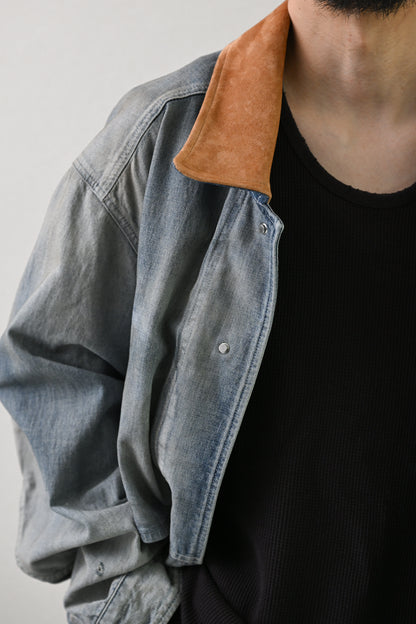 ANCELLM / AGING DENIM HALF JACKET -INDIGO