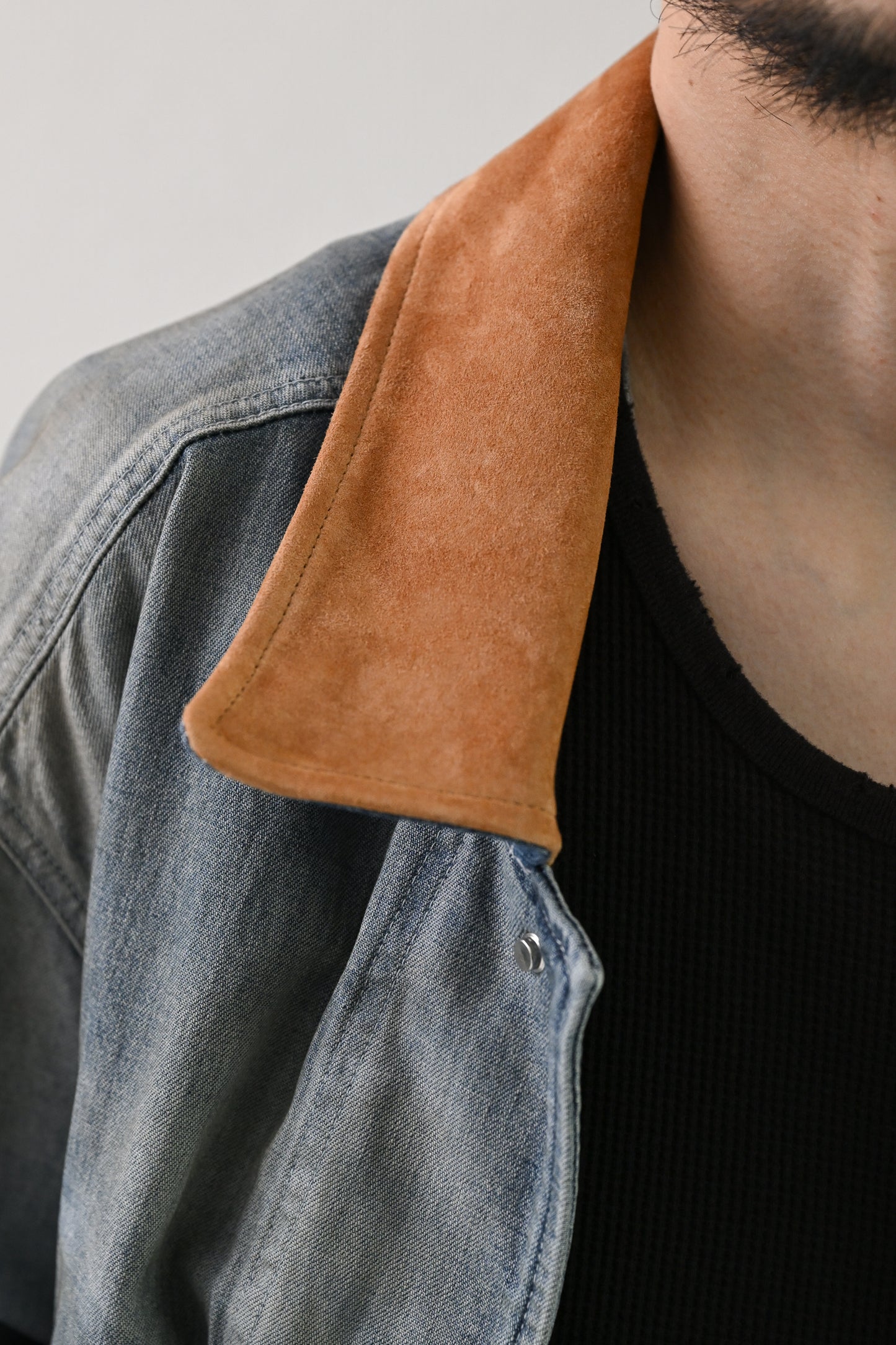 ANCELLM / AGING DENIM HALF JACKET -INDIGO