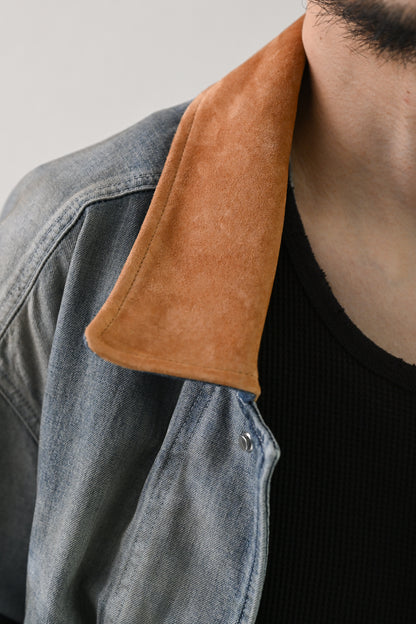 ANCELLM / AGING DENIM HALF JACKET -INDIGO