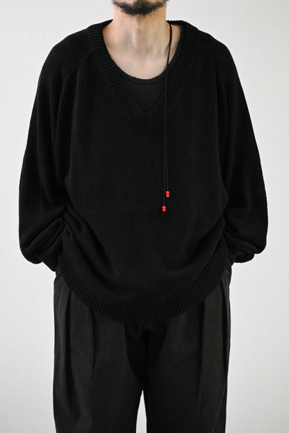 ANCELLM / UV NECK KNIT -BLACK