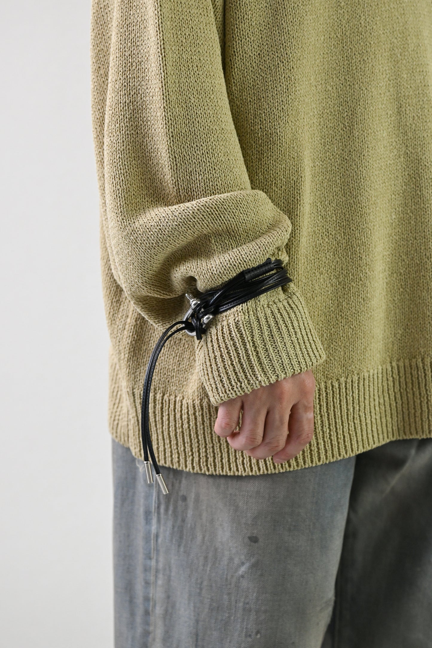 ANCELLM / LEATHER ROPE BRACELET -BLACK