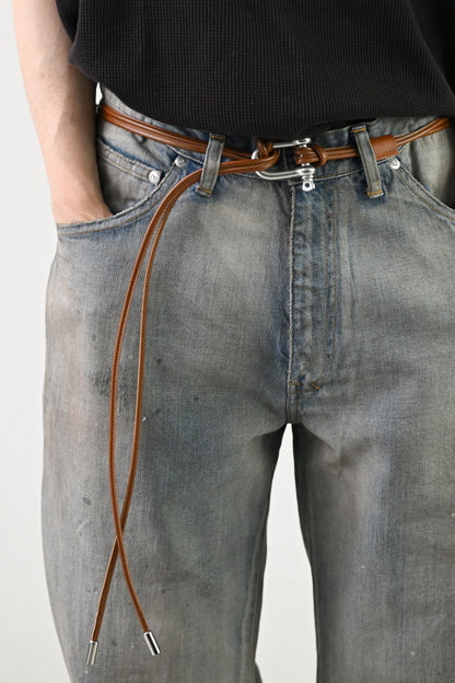 ANCELLM / LEATHER ROPE BELT -BROWN
