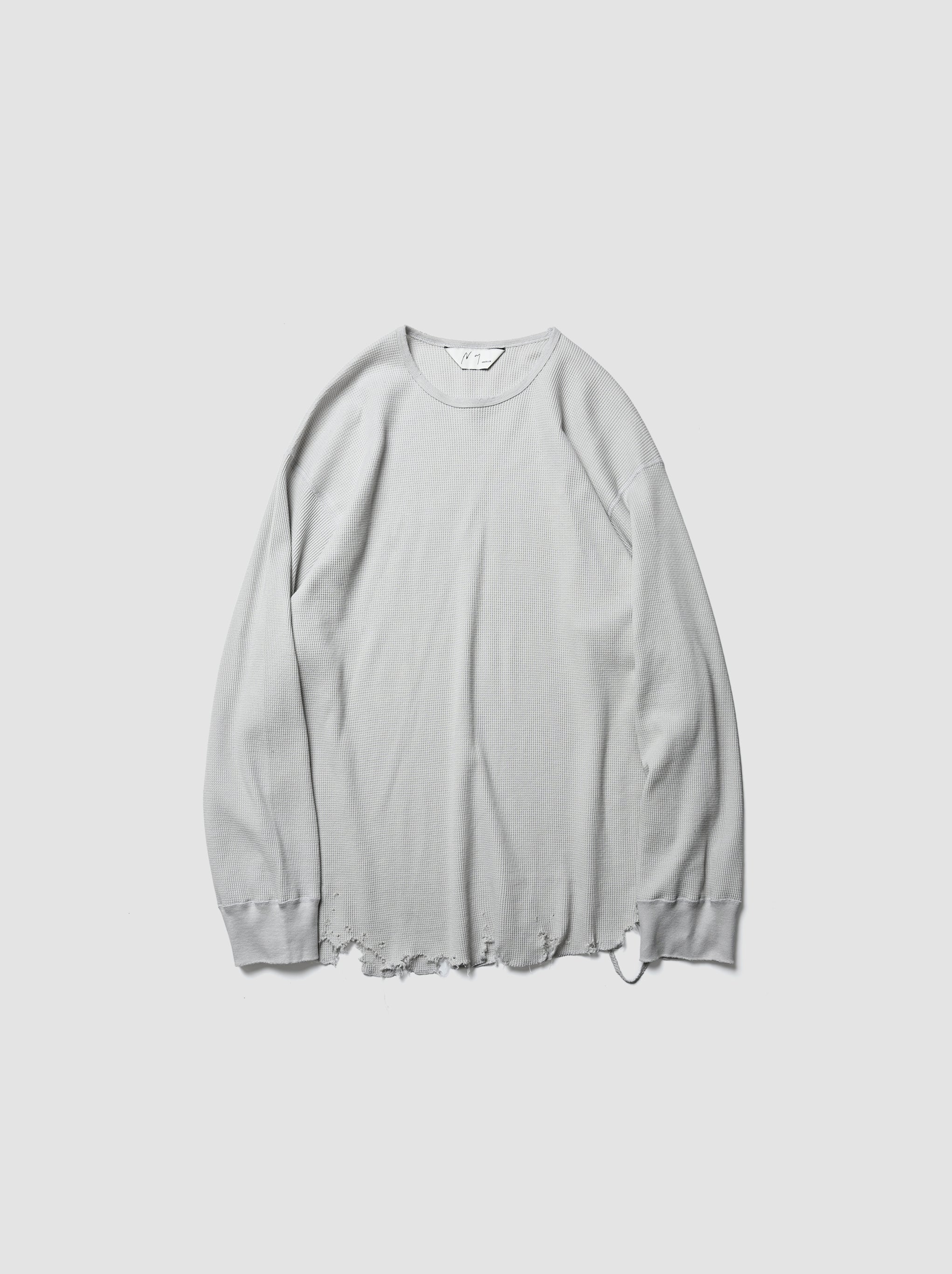 ANCELLM / DAMAGE WAFFLE CREW LS -GREIGE – and father