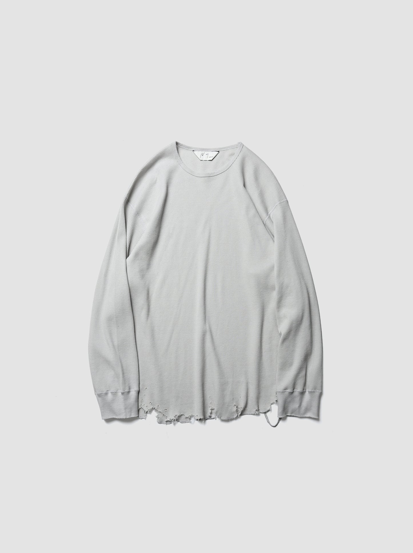 ANCELLM / DAMAGE WAFFLE CREW LS -GREIGE