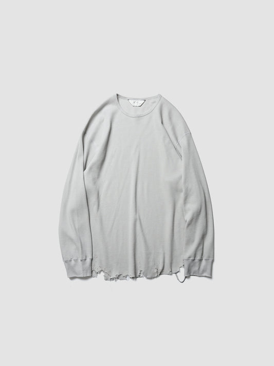 ANCELLM / DAMAGE WAFFLE CREW LS -GREIGE
