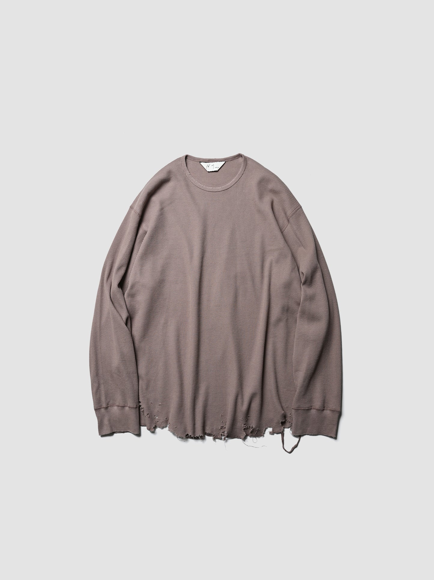 ANCELLM / DAMAGE WAFFLE CREW LS -P.BEIGE