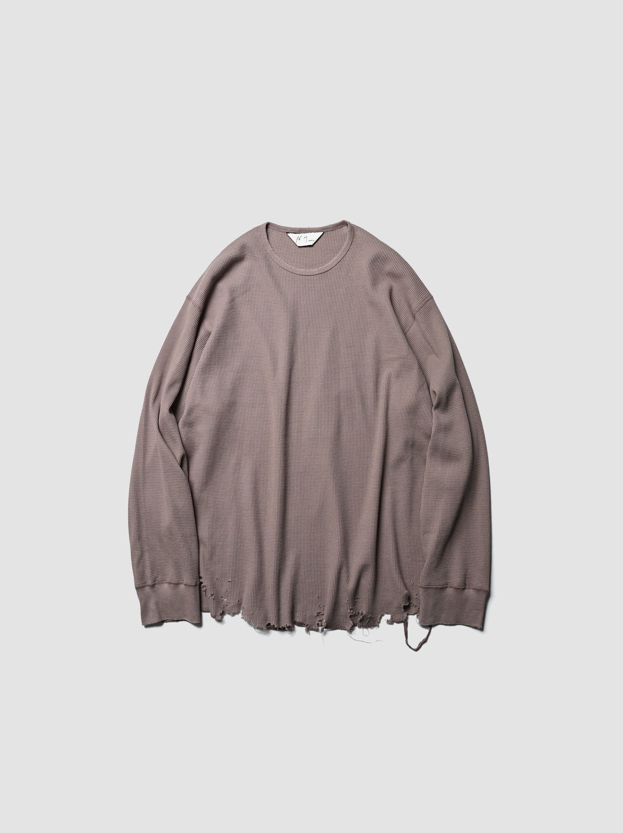 ANCELLM / DAMAGE WAFFLE CREW LS -P.BEIGE