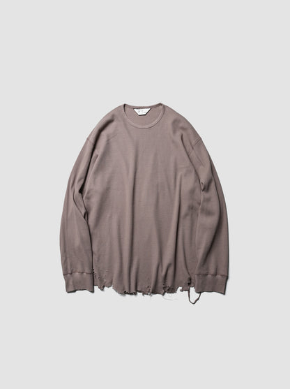 ANCELLM / DAMAGE WAFFLE CREW LS -P.BEIGE