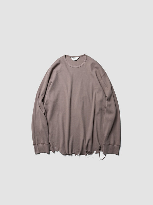 ANCELLM / DAMAGE WAFFLE CREW LS -P.BEIGE