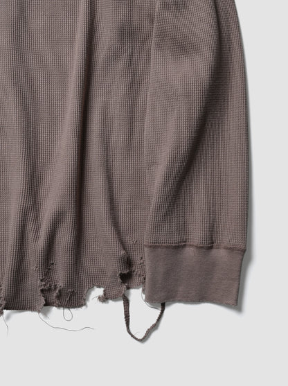 ANCELLM / DAMAGE WAFFLE CREW LS -P.BEIGE