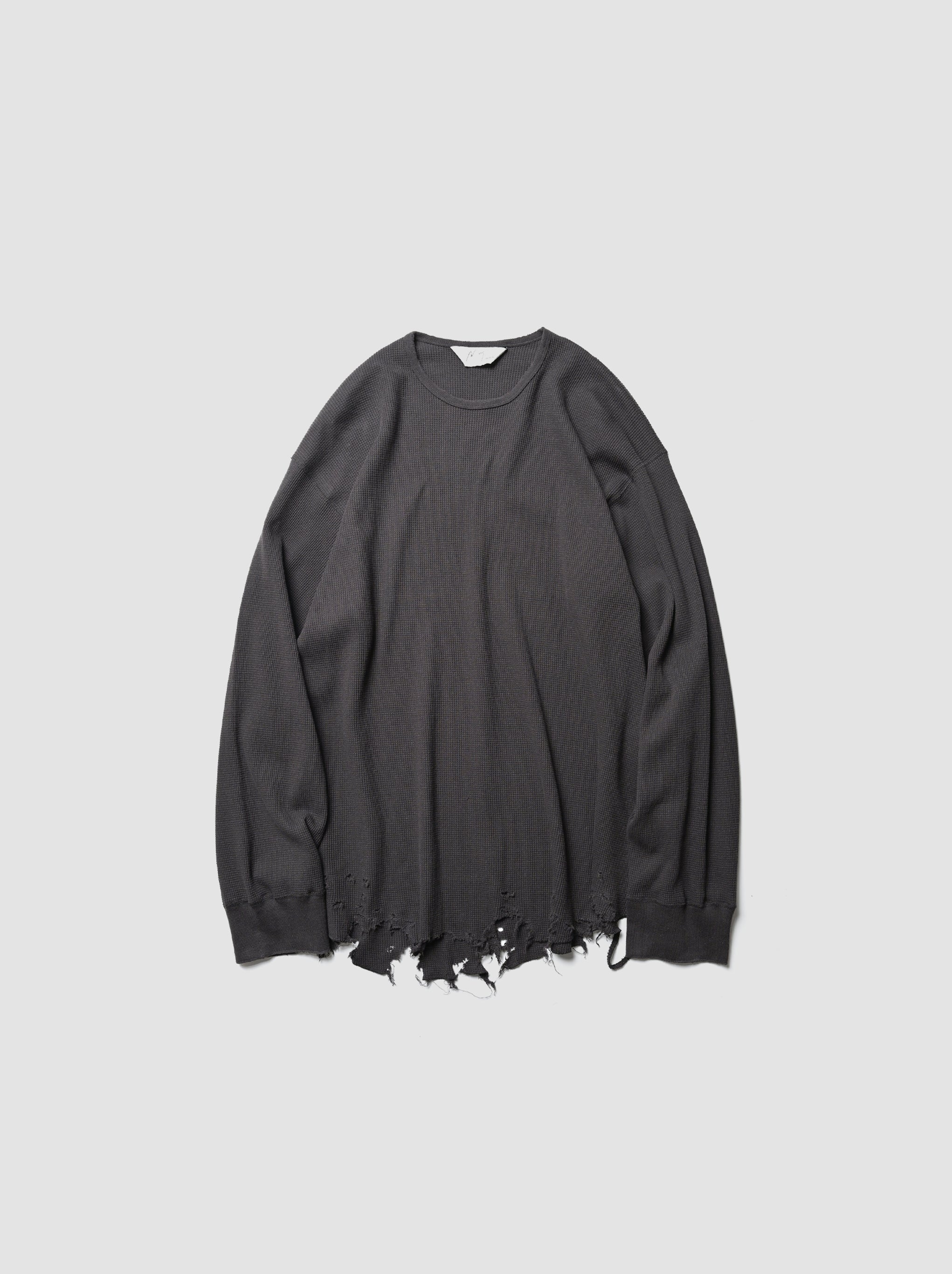 ANCELLM / DAMAGE WAFFLE CREW LS -D.BROWN
