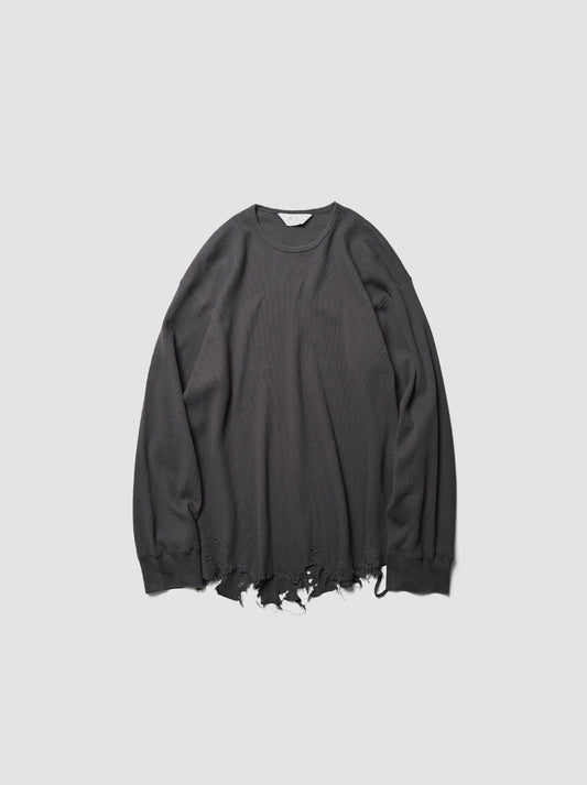 ANCELLM / DAMAGE WAFFLE CREW LS -D.BROWN