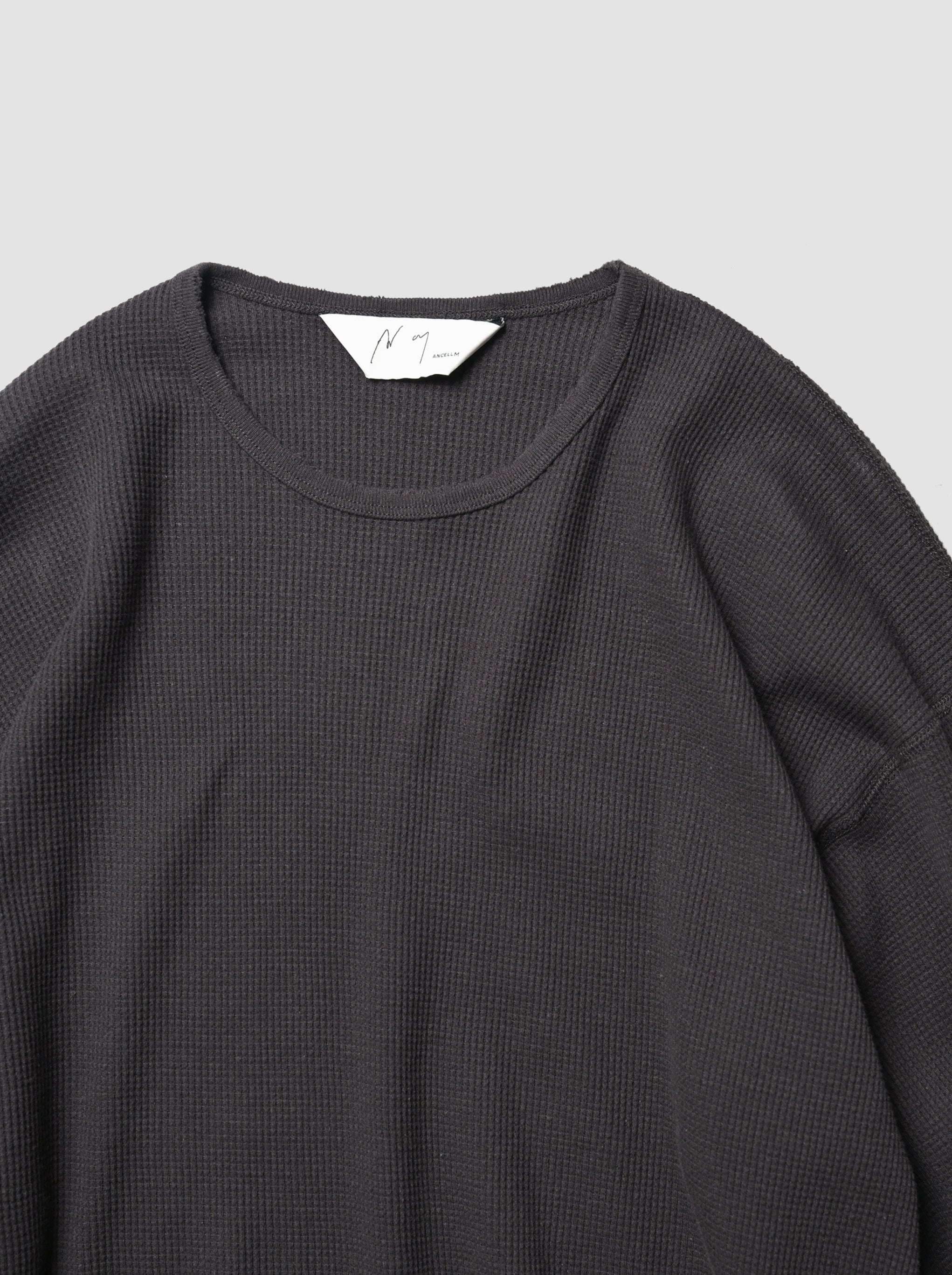 ANCELLM / DAMAGE WAFFLE CREW LS -D.BROWN