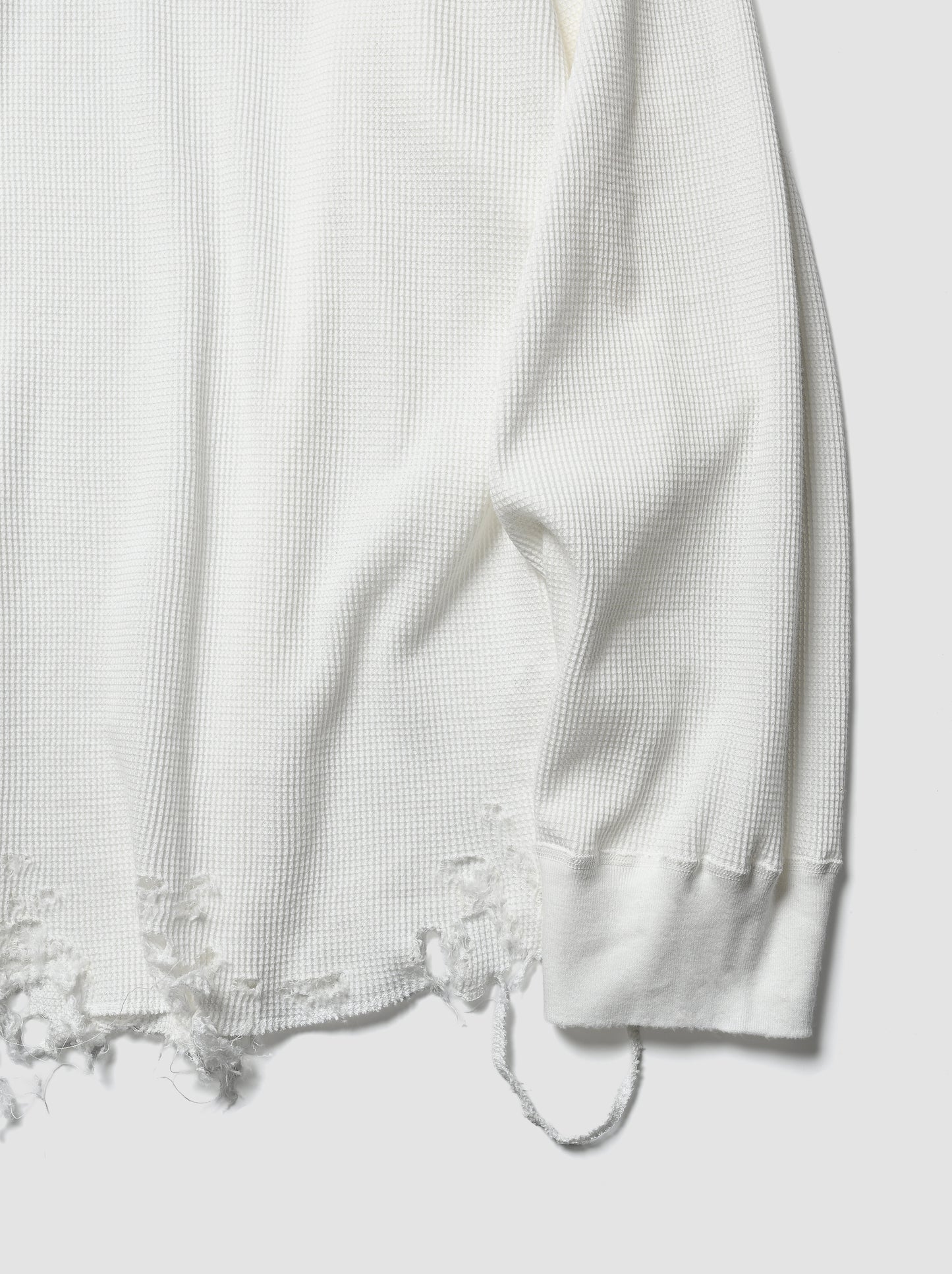 ANCELLM / DAMAGE WAFFLE CREW LS -WHITE
