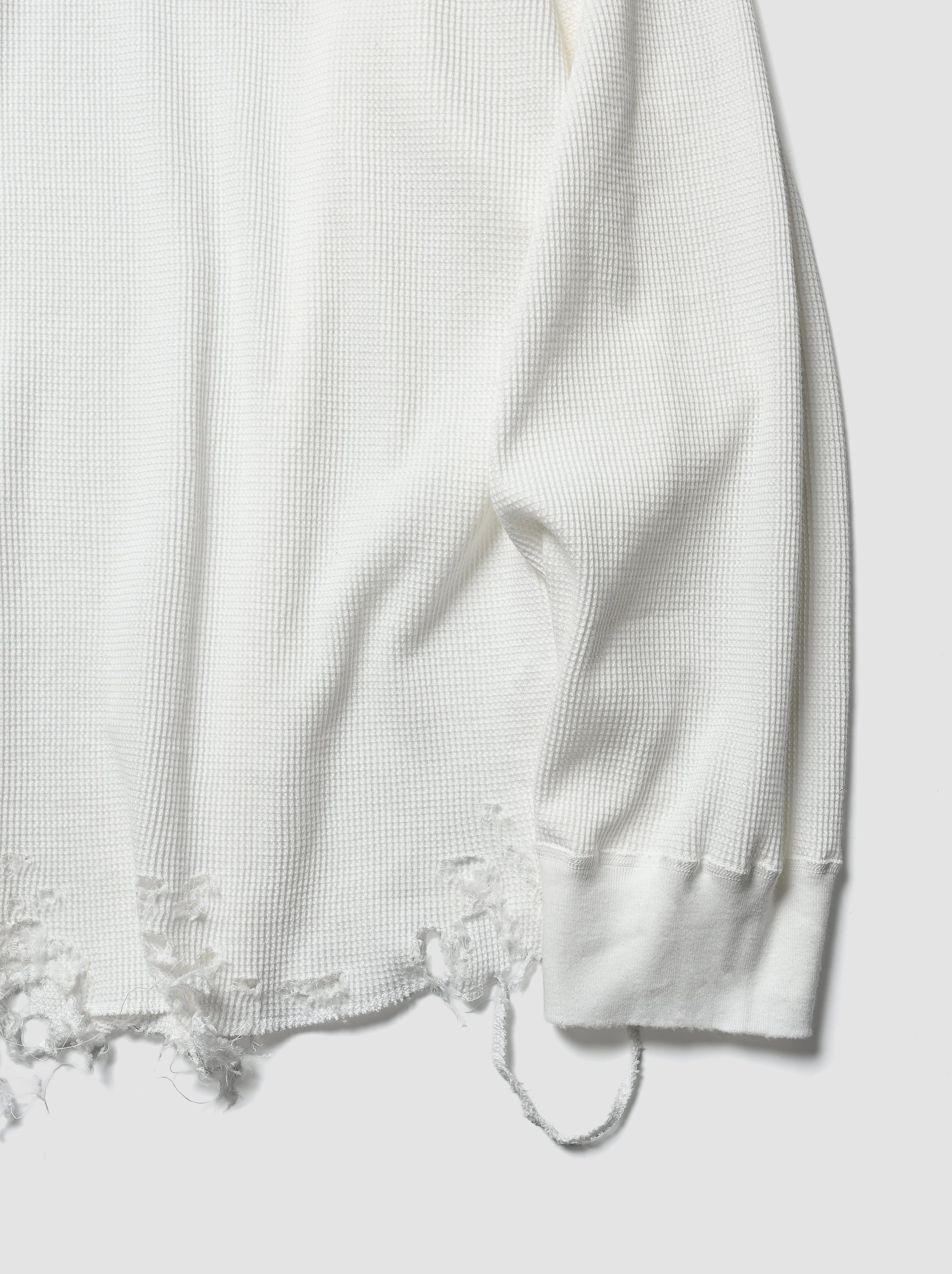 ANCELLM / DAMAGE WAFFLE CREW LS -WHITE