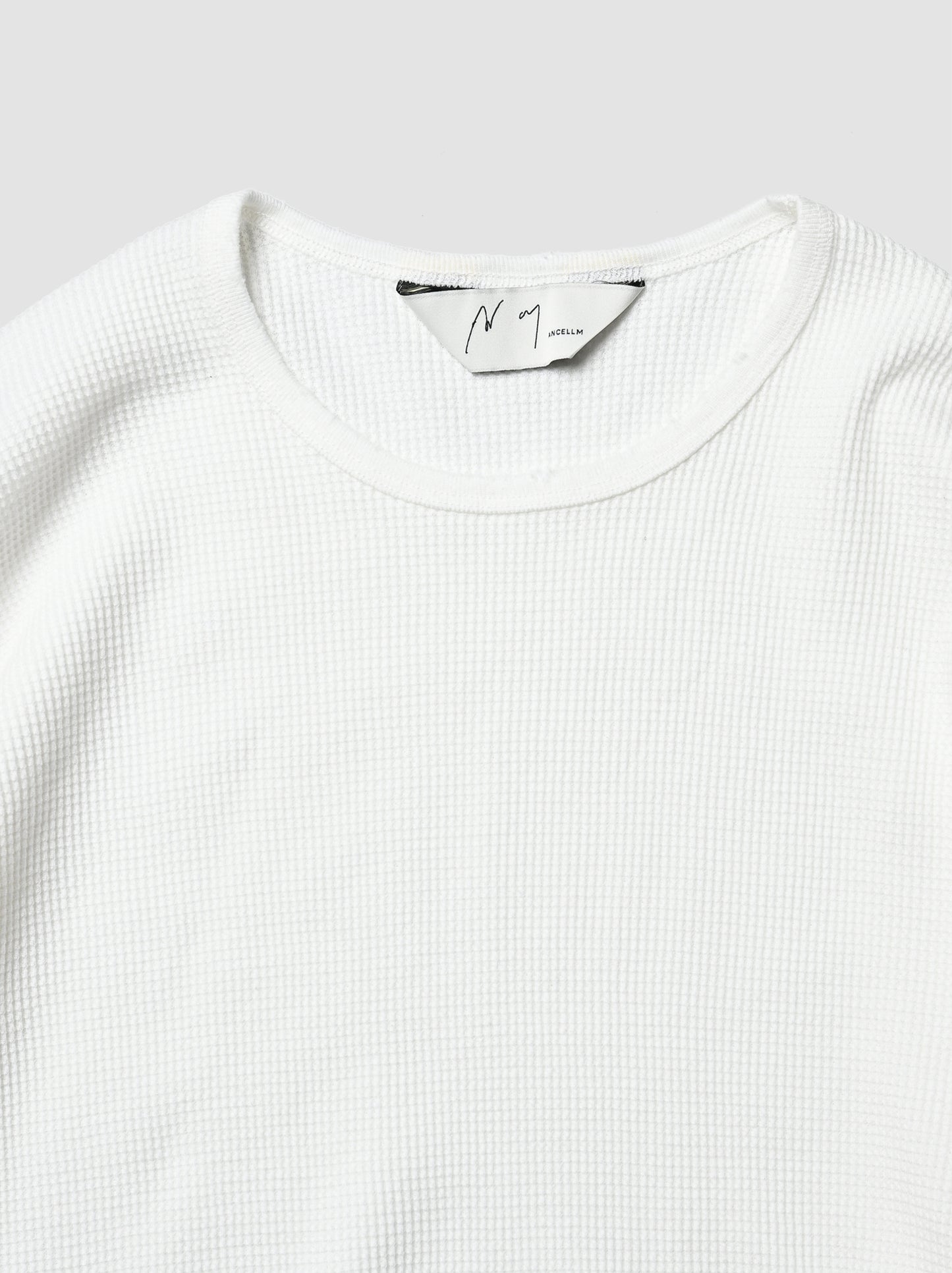 ANCELLM / DAMAGE WAFFLE CREW LS -WHITE