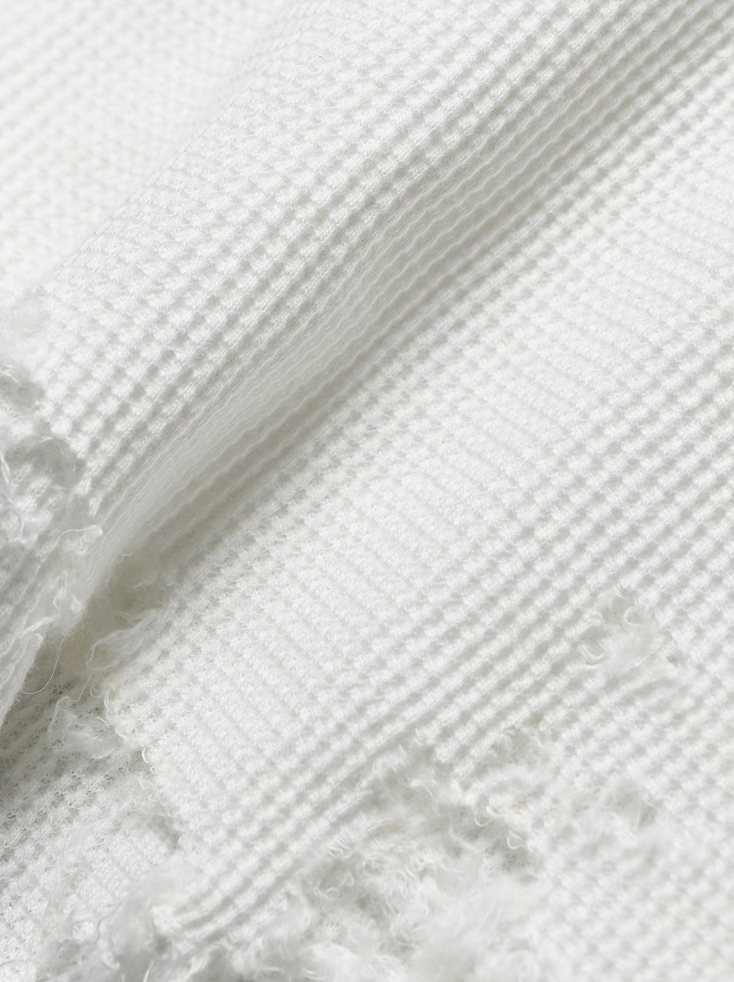 ANCELLM / DAMAGE WAFFLE CREW LS -WHITE