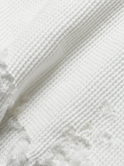 ANCELLM / DAMAGE WAFFLE CREW LS -WHITE