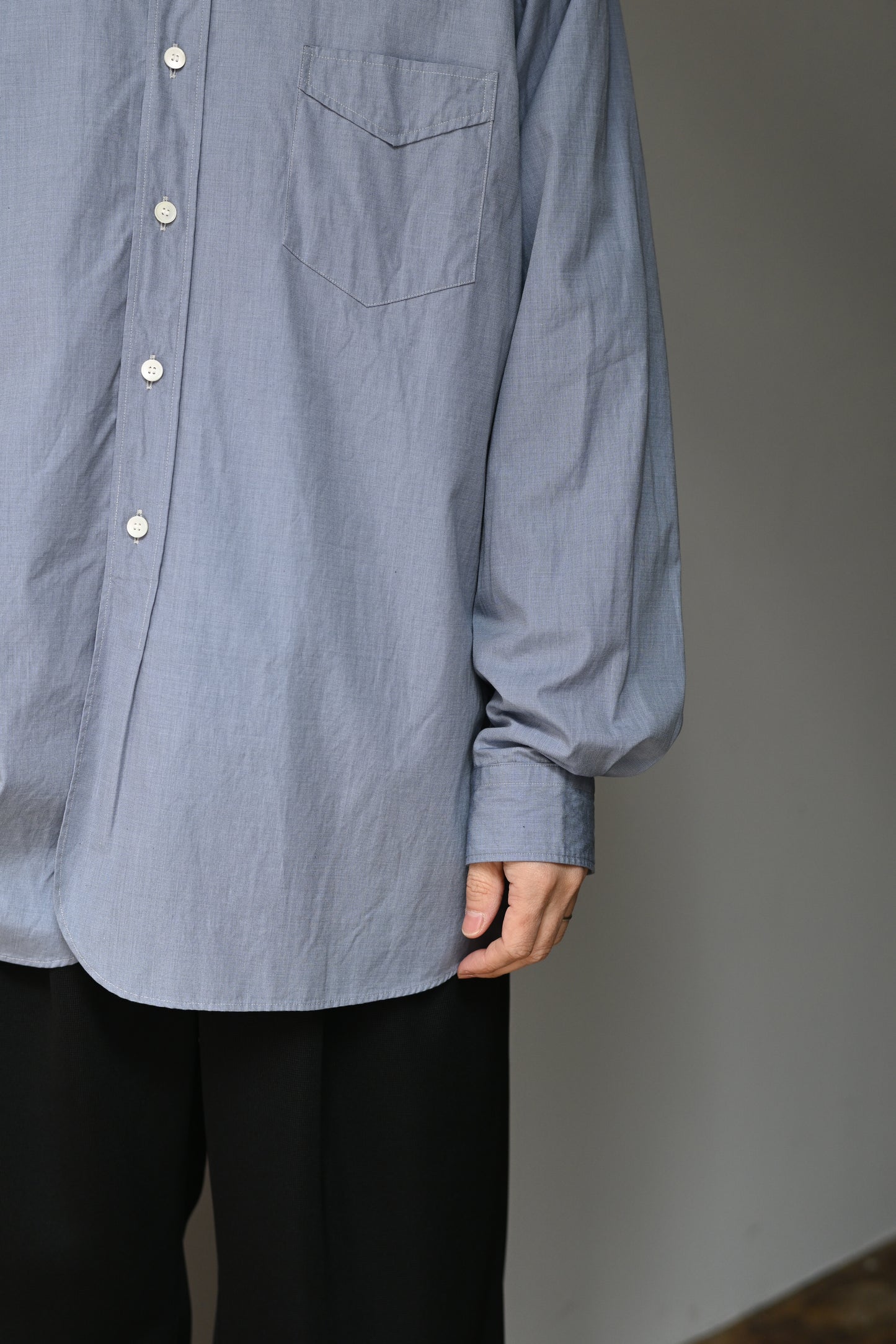 KAPTAIN SUNSHINE / Hakeme Chambray Classic Dress Shirt -BLUE
