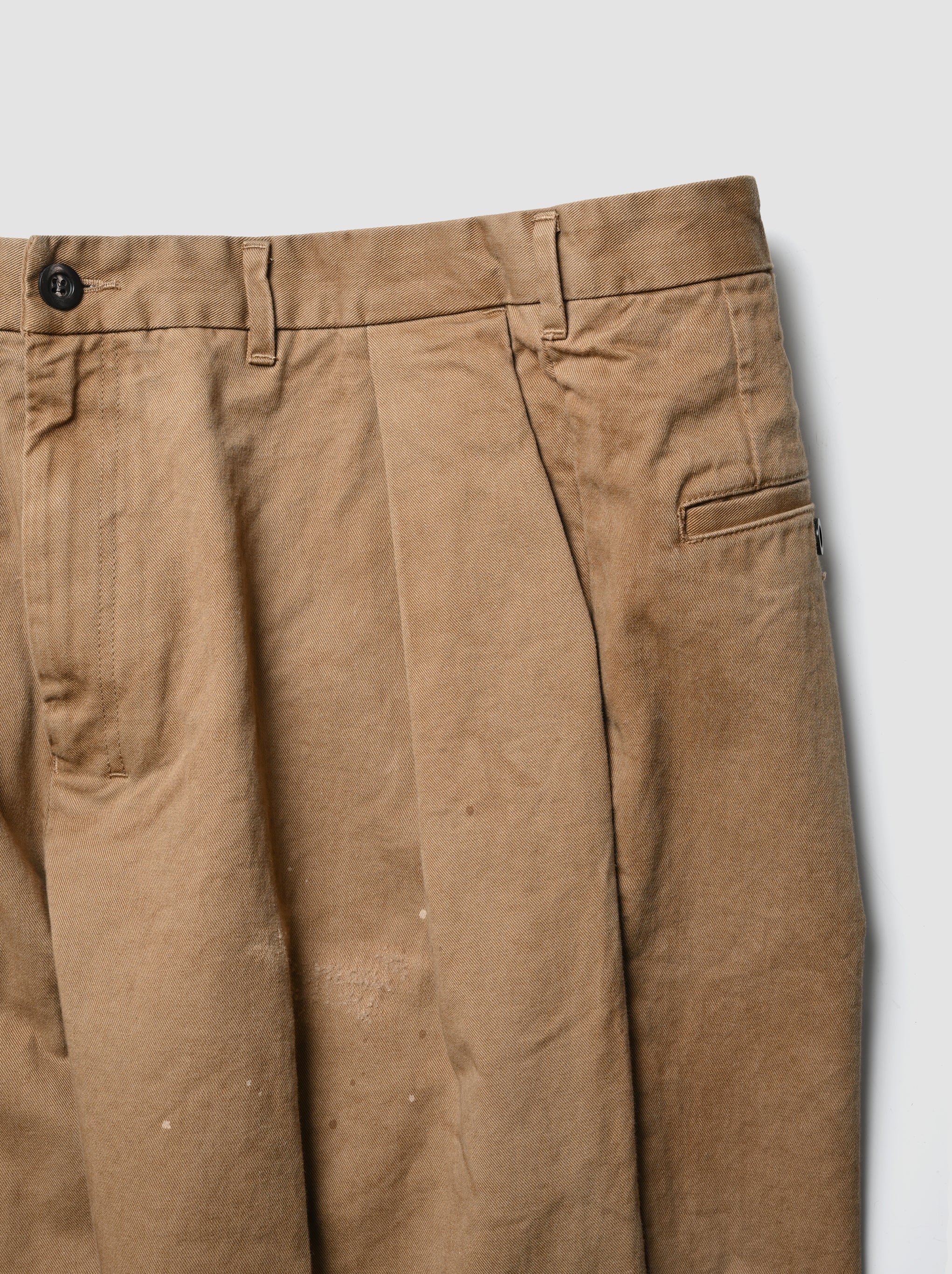 ANCELLM / DOUBLE-CUFF CHINO PANTS -BEIGE