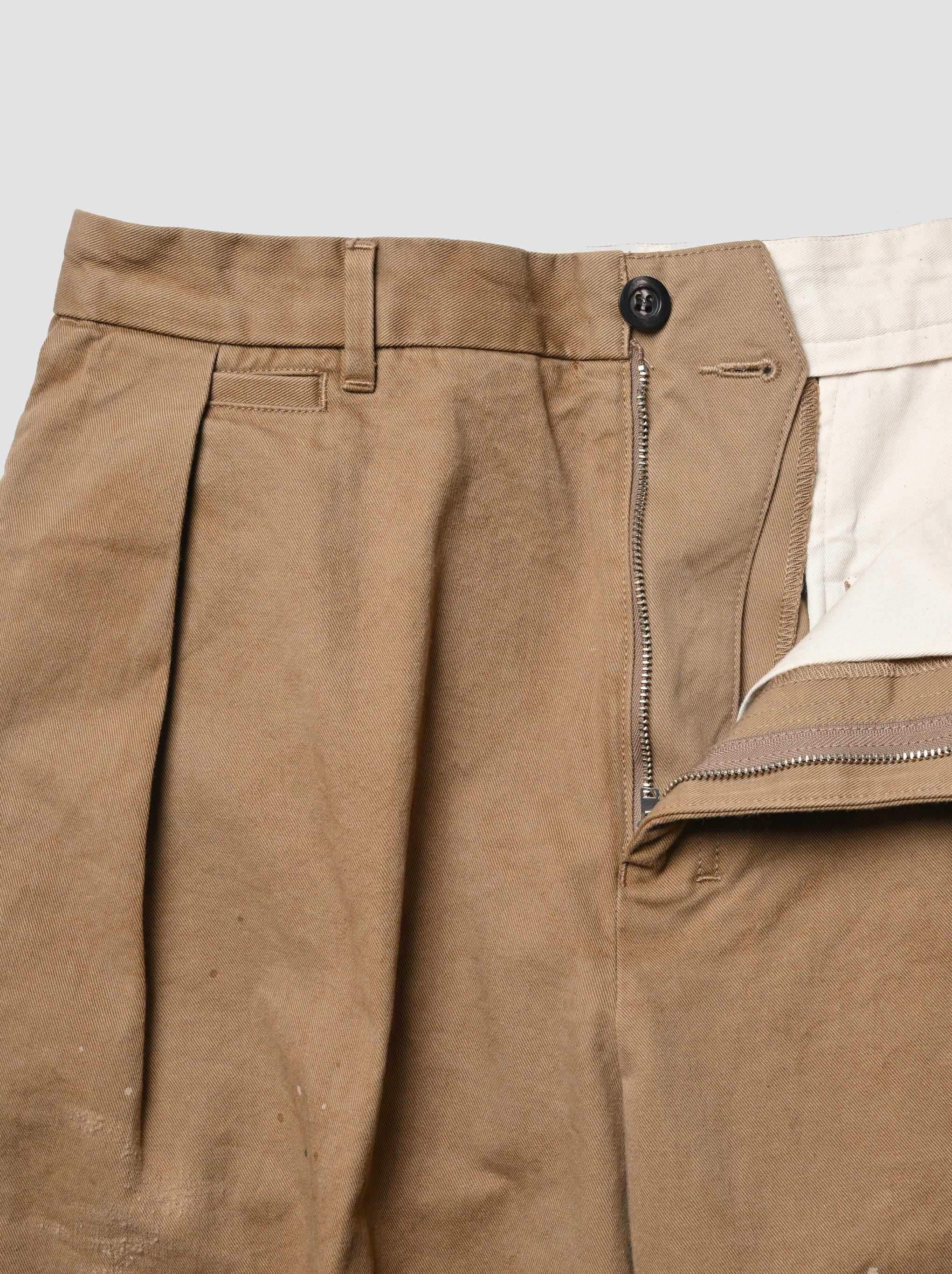 ANCELLM / DOUBLE-CUFF CHINO PANTS -BEIGE