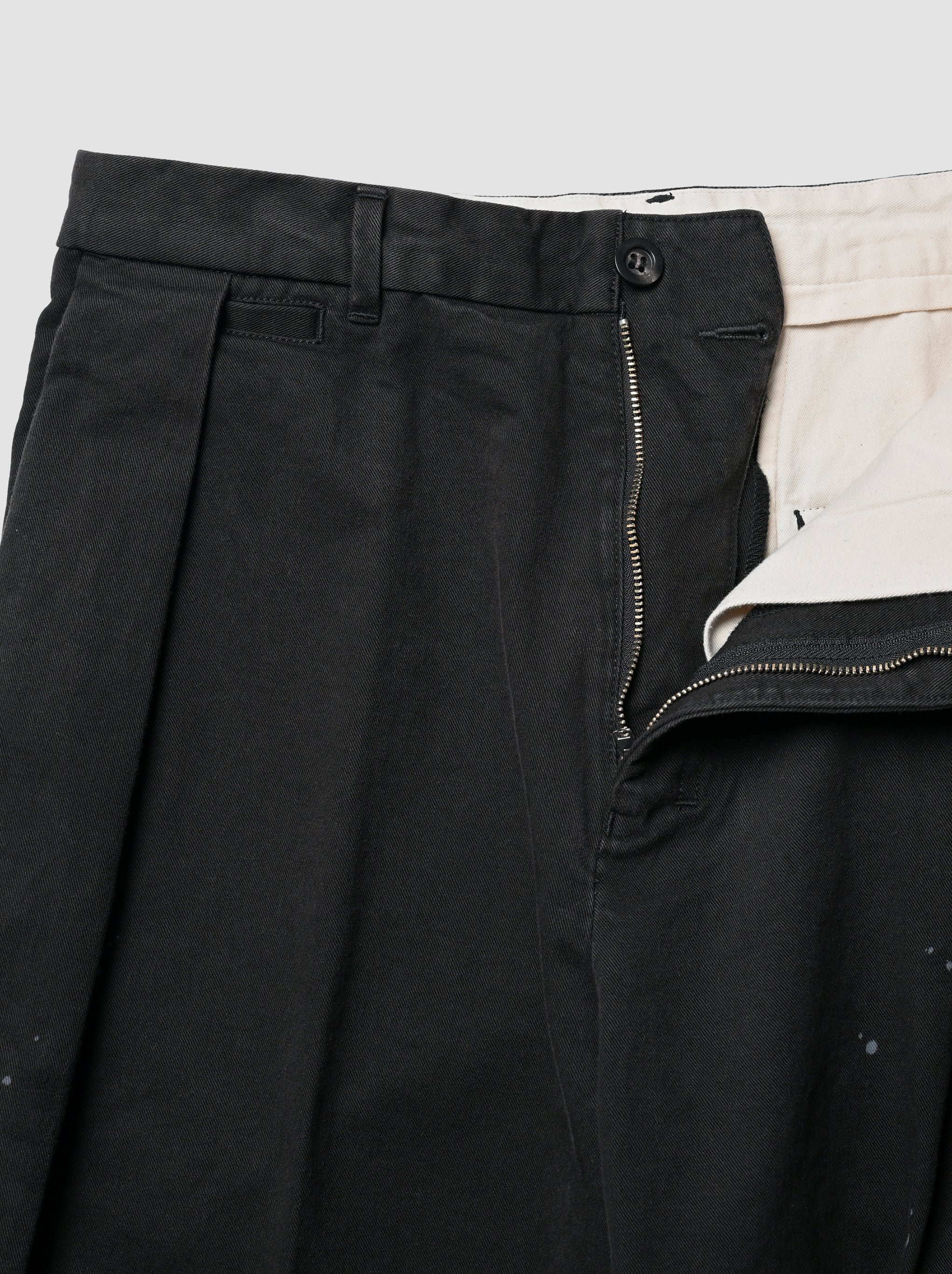 ANCELLM / DOUBLE-CUFF CHINO PANTS -BLACK
