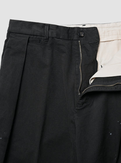 ANCELLM / DOUBLE-CUFF CHINO PANTS -BLACK