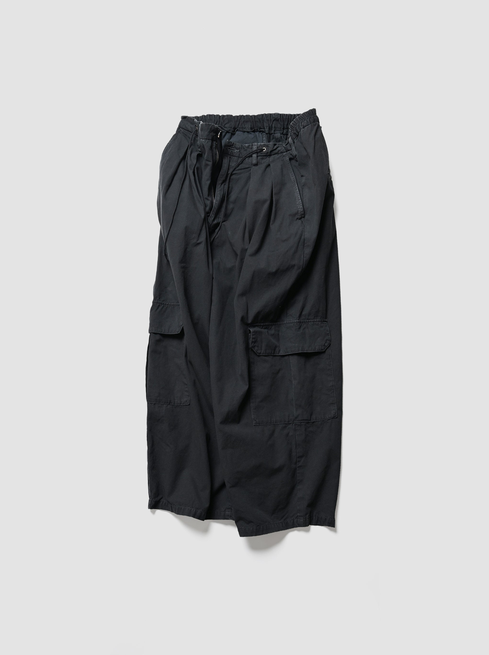 ANCELLM / POPLIN CARGO PANTS -BLACK