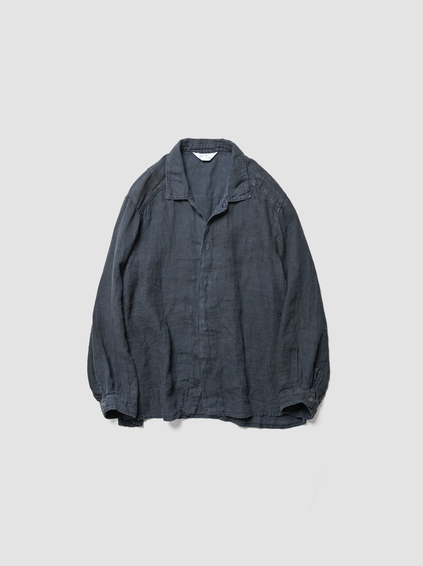 ANCELLM / AGING LINEN CROSS-LINE SHIRT -NAVY