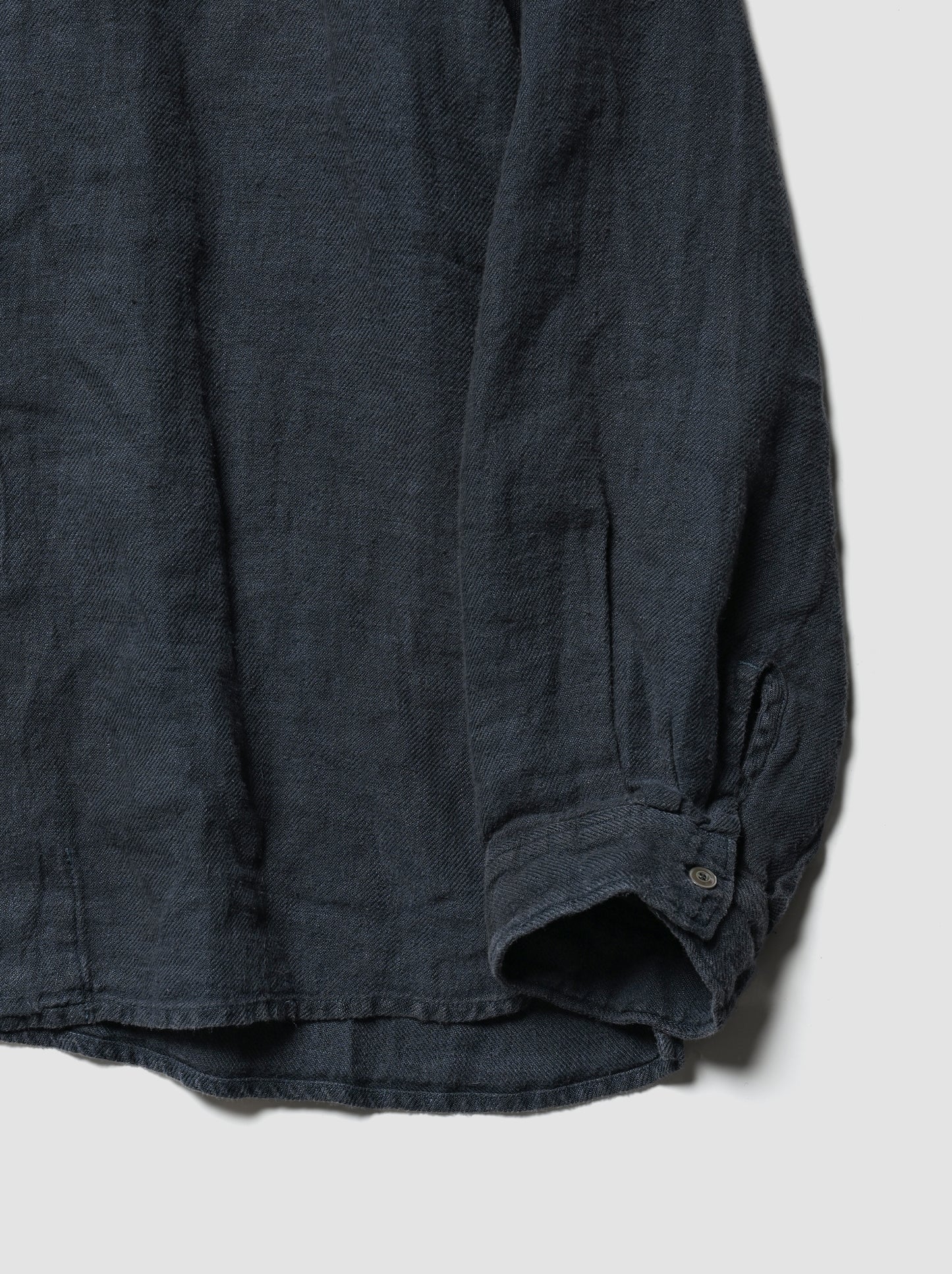 ANCELLM / AGING LINEN CROSS-LINE SHIRT -NAVY