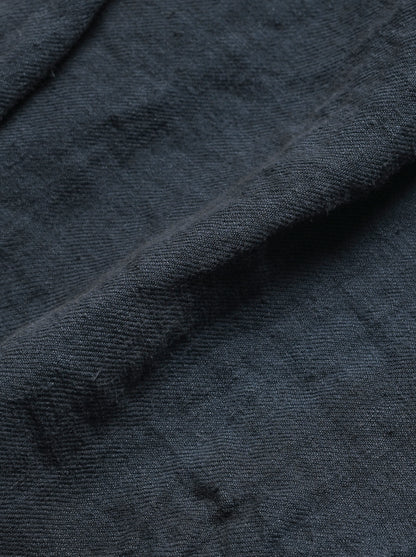 ANCELLM / AGING LINEN CROSS-LINE SHIRT -NAVY