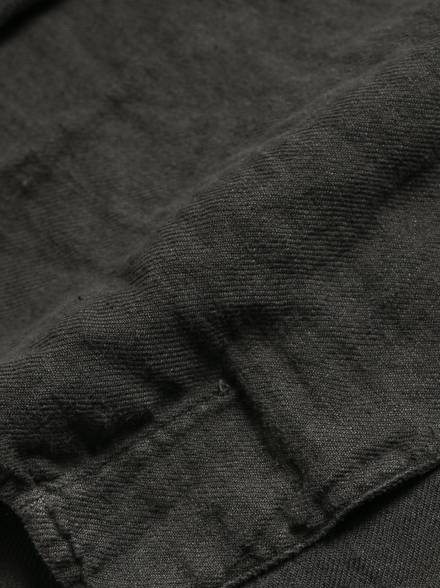 ANCELLM / AGING LINEN CROSS-LINE SHIRT -BLACK