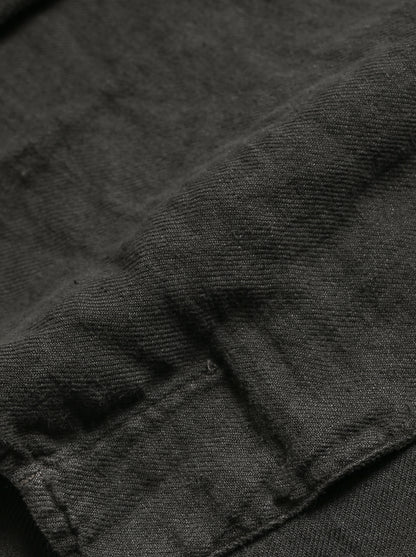 ANCELLM / AGING LINEN CROSS-LINE SHIRT -BLACK