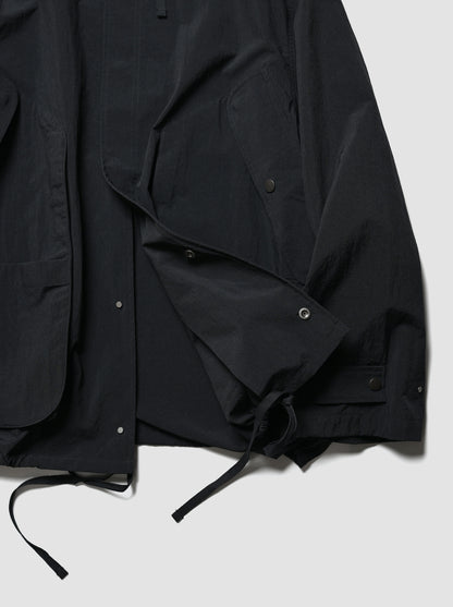 ANCELLM / WRINKLED NYLON OVER HOODIE -BLACK