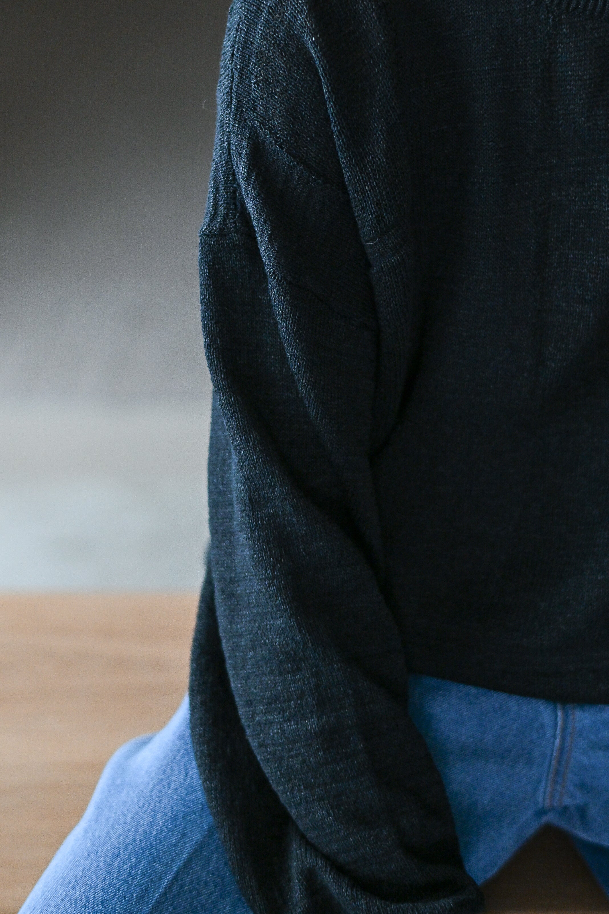Cristaseya / WASHI PAPER PATCHWORK SWEATER -Black with Black patch