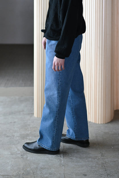 Cristaseya / BLEACHED DENIM PLEATED TROUSERS -Bleached denim