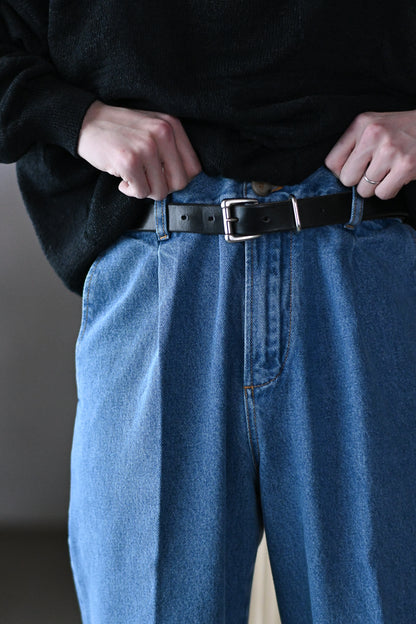 Cristaseya / BLEACHED DENIM PLEATED TROUSERS -Bleached denim