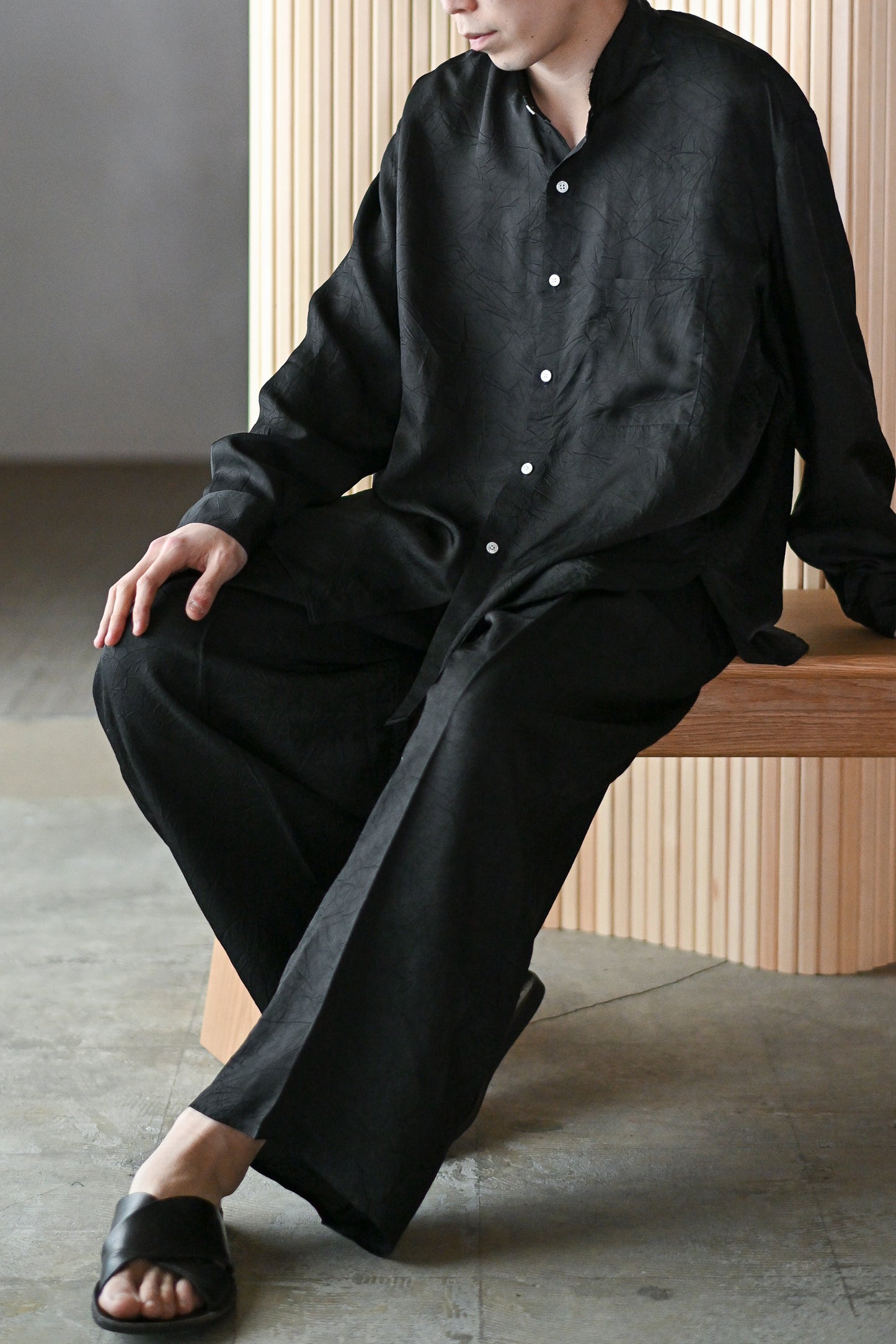 Cristaseya / OVERSIZED PYJAMA PANTS -Black