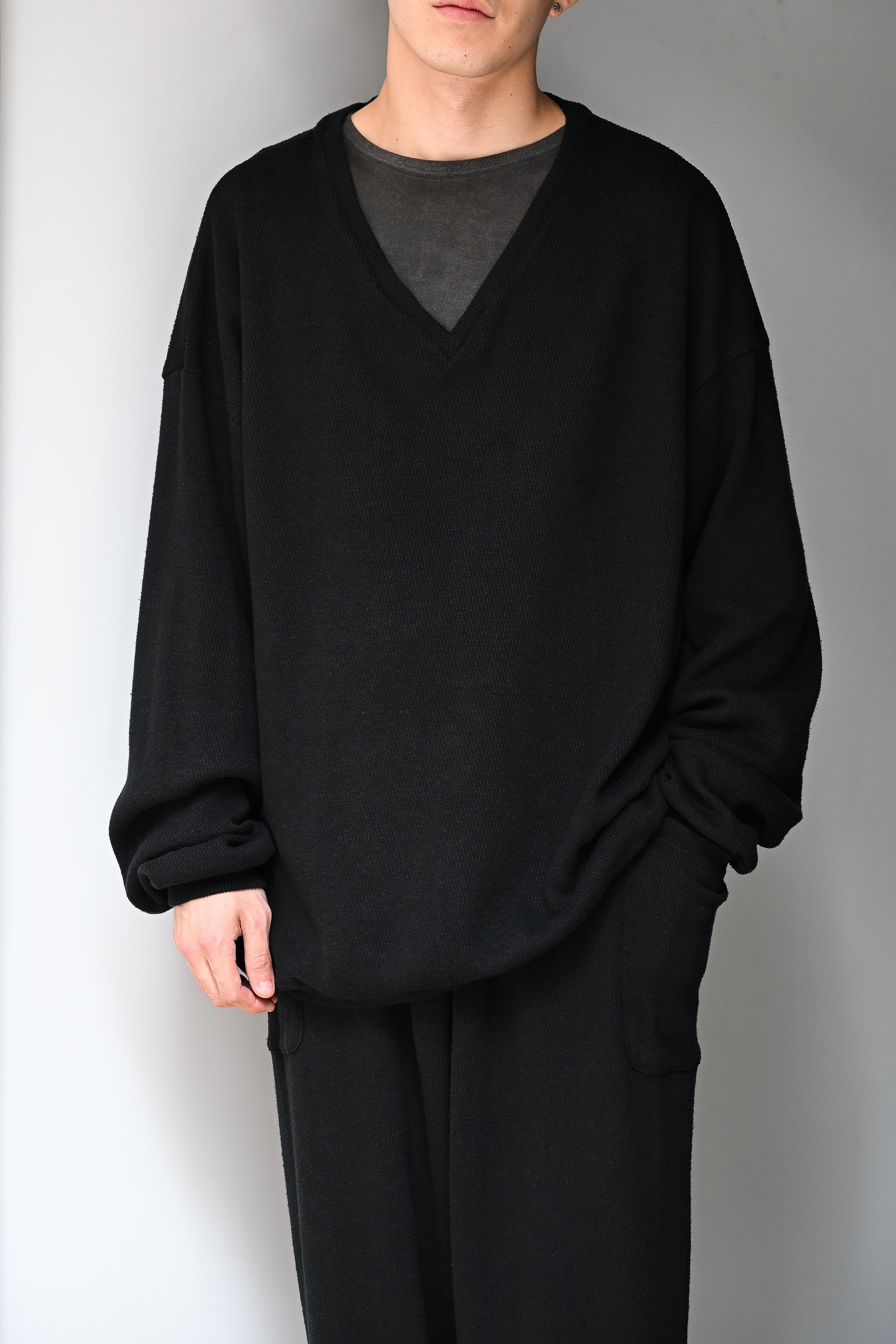 トップス 25aw barbell object nep v top BLACK 1 barbell object / nep v top -BLACK – and father