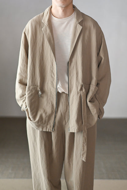 barbell object / belted jkt -BEIGE