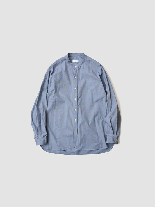KAPTAIN SUNSHINE /  Hakeme Chambray Stand Collar Shirt -BLUE