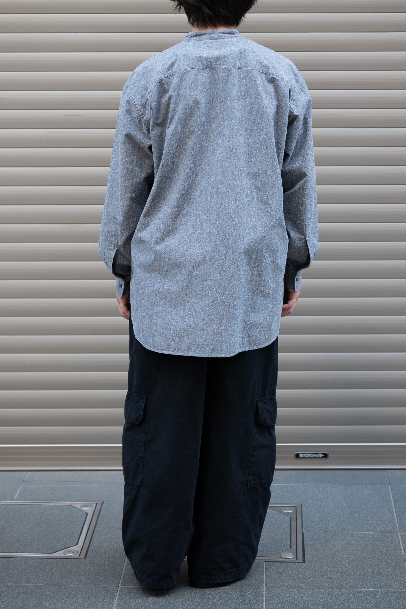 Marvine Pontiak shirt makers / Stand collar 2 Button SH -NEP GRAY