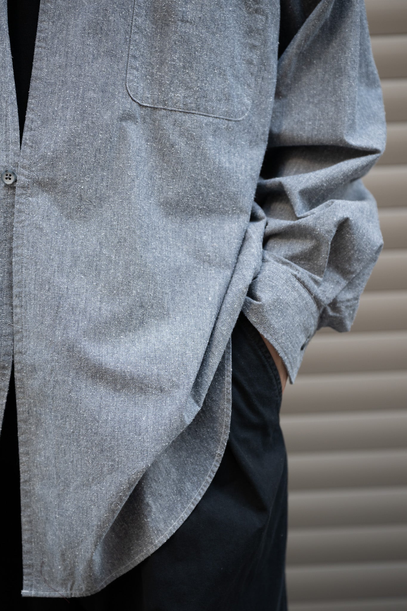 Marvine Pontiak shirt makers / Stand collar 2 Button SH -NEP GRAY